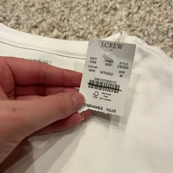 NWT J Crew Essential Short Sleeve Crewneck Tee White Sz M Basic Capsule Preppy - Picture 2 of 7